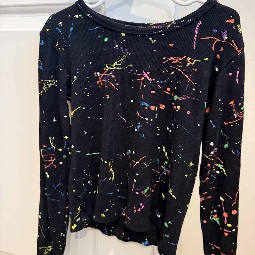 Flowers by Zoe Black Long Sleeve with Colorful Splatter